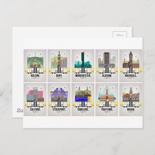 Greater Manchester Postkarte (Vorne/Hinten)
