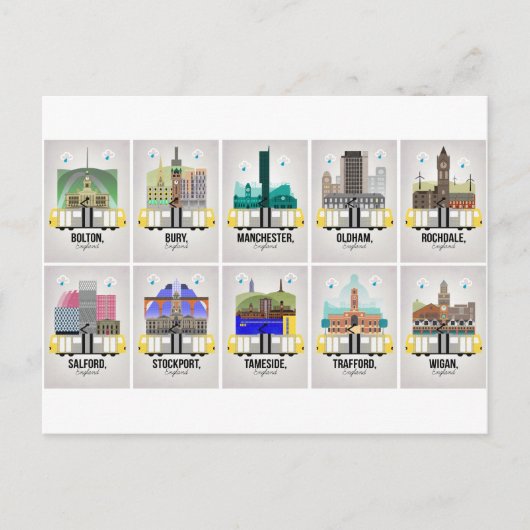 Greater Manchester Postkarte (Vorderseite)