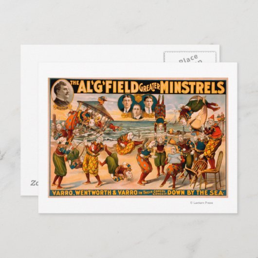 Greater Minstrels - Clowns am Strand Postkarte (Vorne/Hinten)