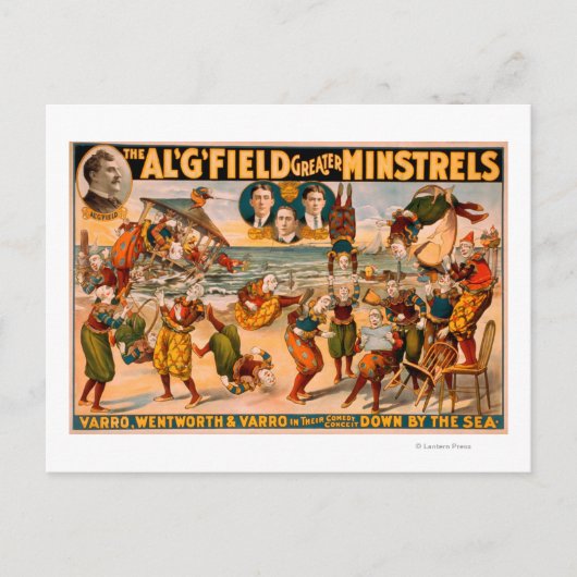 Greater Minstrels - Clowns am Strand Postkarte (Vorderseite)