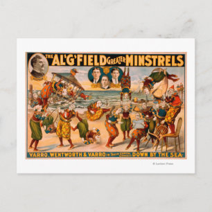 Greater Minstrels - Haufen von Clowns am Strand Postkarte