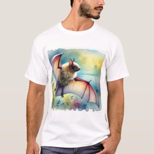 Greater Noctule Bat 120924AREF149 - Watercolor T-Shirt (Vorderseite)