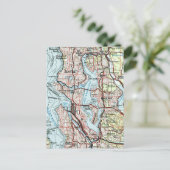 Greater Seattle Area Vintag Map Travel Postkarte (Stehend Vorderseite)