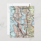 Greater Seattle Area Vintag Map Travel Postkarte (Vorne/Hinten)