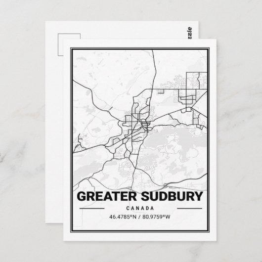 Greater Sudbury Ontario Kanada Reiseplan Postkarte (Vorne/Hinten)