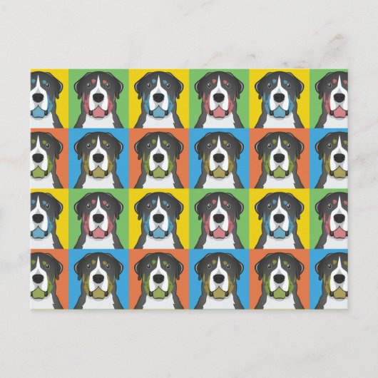 Greater Swiss Mountain Dog Cartoon Pop-Art Postkarte (Vorderseite)