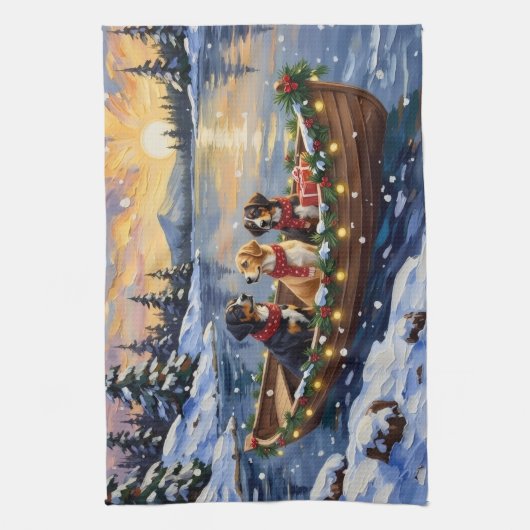 Greater Swiss Mountain Dog Christmas Boat Holiday Geschirrtuch (Vertikal)