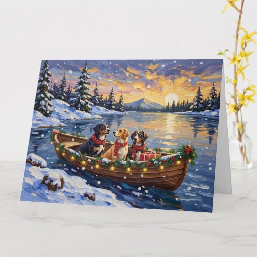 Greater Swiss Mountain Dog Christmas Boat Holiday Karte (Gelbe Blume)