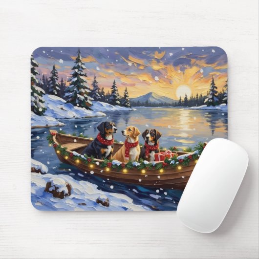 Greater Swiss Mountain Dog Christmas Boat Holiday Mousepad (Mit Mouse)