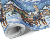Greater Swiss Mountain Dog Christmas Delivery Cart Geschenkpapier (Rolleneckpunkt)