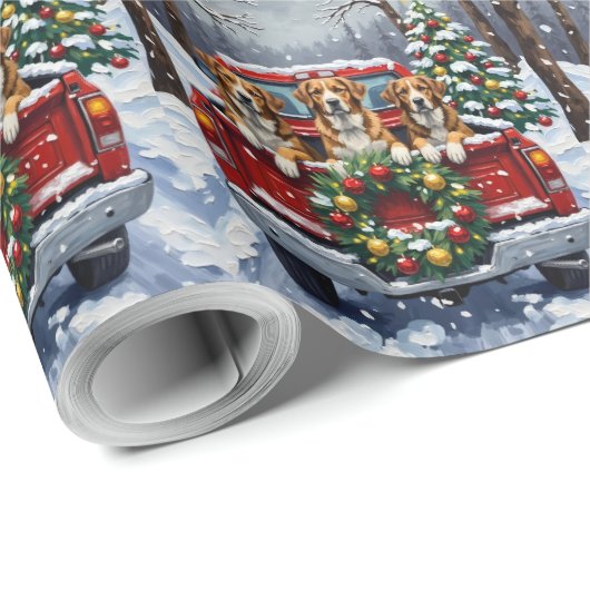 Greater Swiss Mountain Dog Christmas Red Truck Geschenkpapier (Rolleneckpunkt)