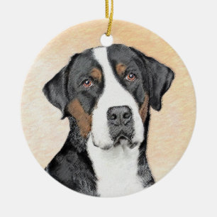 Greater Swiss Mountain Dog-Gemälde - Originalkunst Keramik Ornament