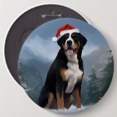Greater Swiss Mountain Dog in Snow Christmas Button (Vorne & Hinten)