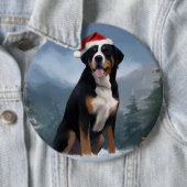 Greater Swiss Mountain Dog in Snow Christmas Button (Beispiel)