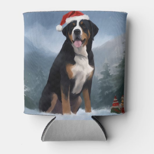 Greater Swiss Mountain Dog in Snow Christmas Dosenkühler (Vorderseite)
