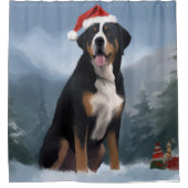 Greater Swiss Mountain Dog in Snow Christmas Duschvorhang (Vorderseite)
