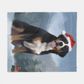 Greater Swiss Mountain Dog in Snow Christmas Fleecedecke (Vorderseite (Horizontal))