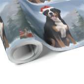 Greater Swiss Mountain Dog in Snow Christmas Geschenkpapier (Rolleneckpunkt)