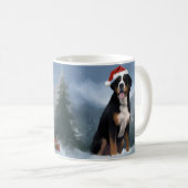 Greater Swiss Mountain Dog in Snow Christmas Kaffeetasse (VorderseiteRechts)