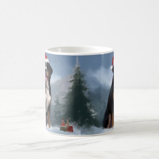 Greater Swiss Mountain Dog in Snow Christmas Kaffeetasse (Mittel)