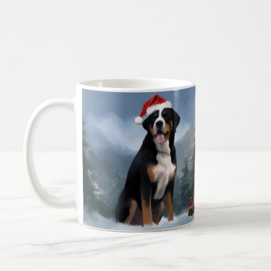 Greater Swiss Mountain Dog in Snow Christmas Kaffeetasse (Links)