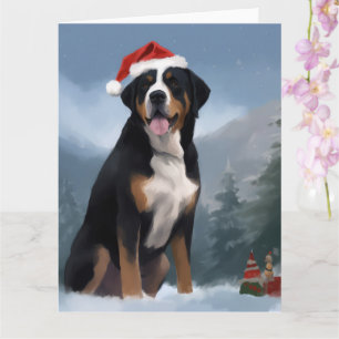 Greater Swiss Mountain Dog in Snow Christmas Karte