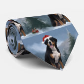 Greater Swiss Mountain Dog in Snow Christmas Krawatte (Gerollt)