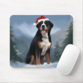 Greater Swiss Mountain Dog in Snow Christmas Mousepad (Mit Mouse)