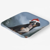 Greater Swiss Mountain Dog in Snow Christmas Pappteller (Gewinkelt)