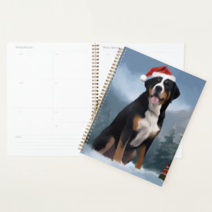 Greater Swiss Mountain Dog in Snow Christmas Planer