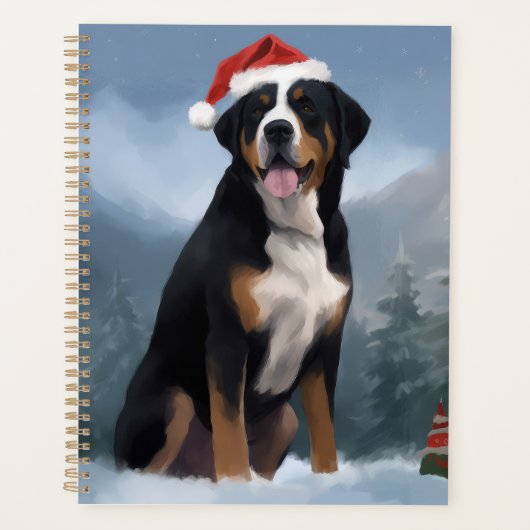 Greater Swiss Mountain Dog in Snow Christmas Planer (Vorderseite)