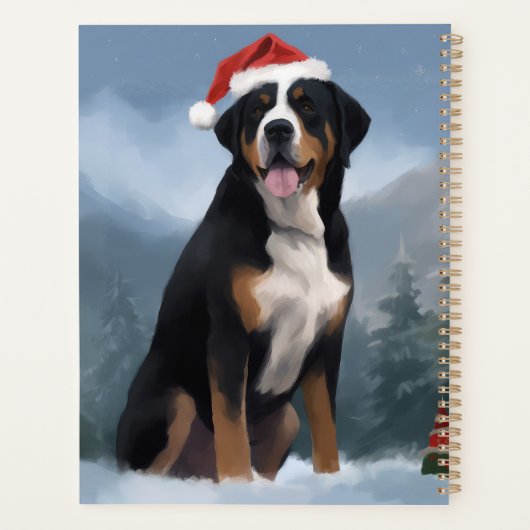 Greater Swiss Mountain Dog in Snow Christmas Planer (Rückseite)