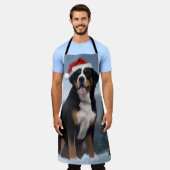 Greater Swiss Mountain Dog in Snow Christmas Schürze (Getragen)