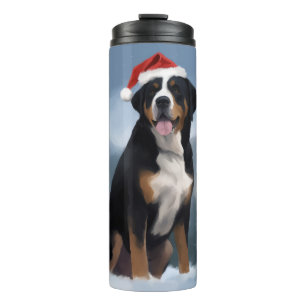 Greater Swiss Mountain Dog in Snow Christmas Thermosbecher