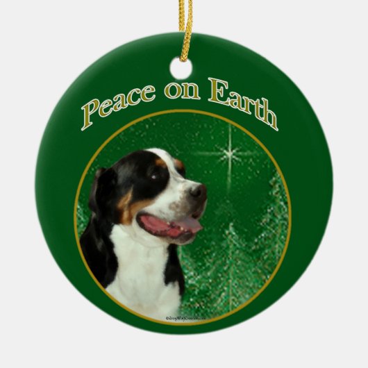 Greater Swiss Mountain Dog Peace Keramik Ornament (Vorne)
