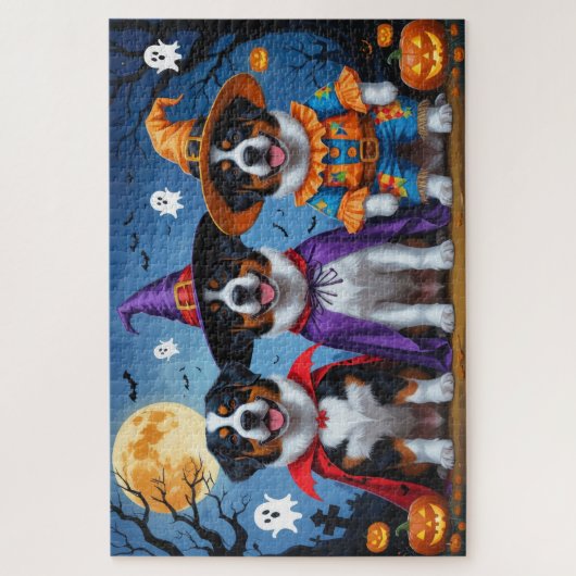 Greater Swiss Mountain Dog Pumpkin Halloween Funny Puzzle (Vertikal)