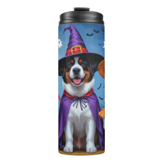 Greater Swiss Mountain Dog Pumpkin Halloween Funny Thermosbecher (Vorderseite)