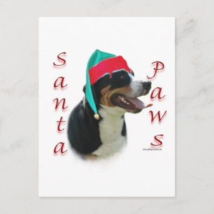 Greater Swiss Mountain Dog Santa Paws Feiertagspostkarte