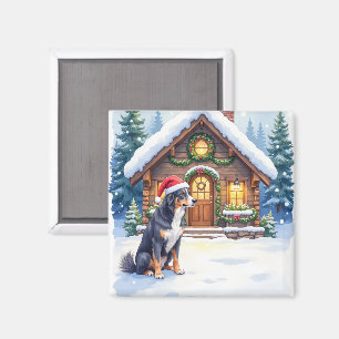 Greater Swiss Mountain Dog Schneehütte Santa Hut Magnet