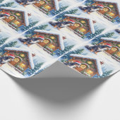 Greater Swiss Mountain Dog Snowy Cabin Santa Hat Geschenkpapier (Ecke)