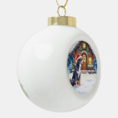 Greater Swiss Mountain Dog Snowy Cabin Santa Hat Keramik Kugel-Ornament (Links)