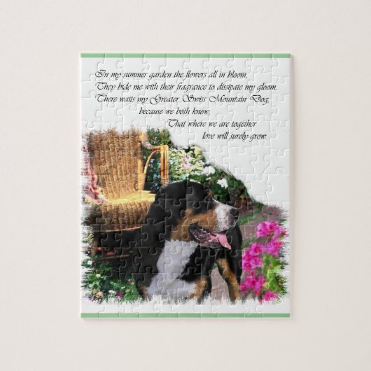 Greater Swiss Mountain Dog Summer Garden Puzzle (Vertikal)