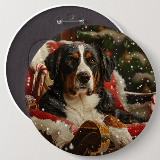 Greater Swiss Mountain Dog Weihnachten Button (Vorne & Hinten)