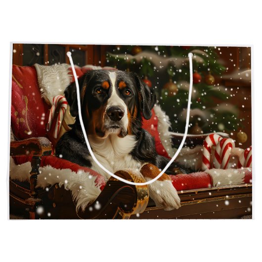 Greater Swiss Mountain Dog Weihnachten Große Geschenktüte (Rückseite)
