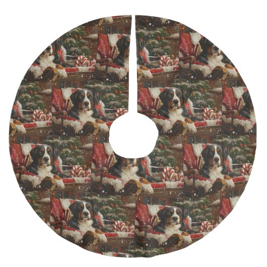 Greater Swiss Mountain Dog Weihnachten Polyester Weihnachtsbaumdecke (Vorderseite)