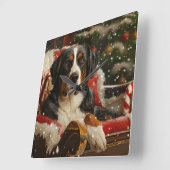 Greater Swiss Mountain Dog Weihnachten Quadratische Wanduhr (Winkel)