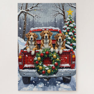 Greater Swiss Mountain Dog Weihnachten Roter LKW Puzzle