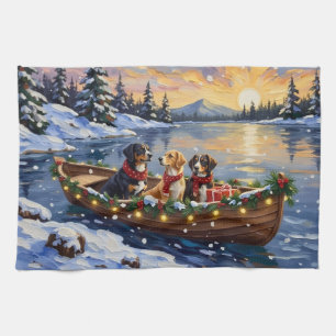 Greater Swiss Mountain Dog Weihnachtsboot Urlaub Geschirrtuch