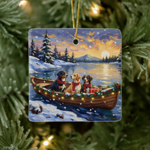 Greater Swiss Mountain Dog Weihnachtsboot Urlaub Keramikornament