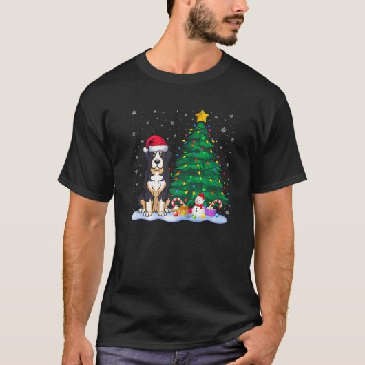 Greater Swiss Mountain Dog Xmas Tree Lights Reinde T-Shirt (Vorderseite)